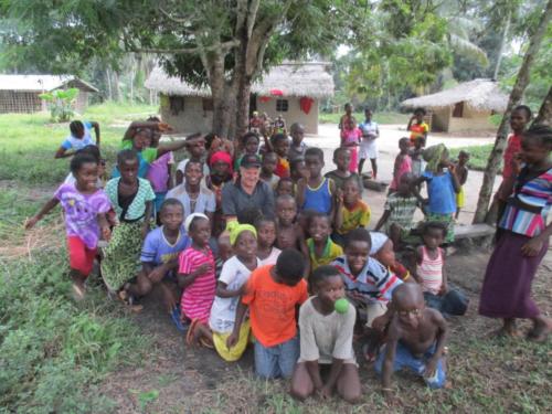 Barry Millsteed with wonderful friends made in a village, Liberia