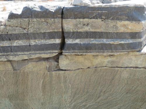 Interbedded chromitites and anothosites Dwars River Section, part of the Critical Zone of the Bushveld Complex, South Africa, 
